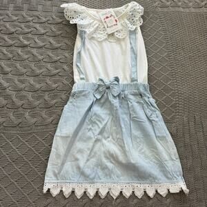 NWT Harper Liz Boutique Chambray Pinnie With Eyelet Tank ~ 120